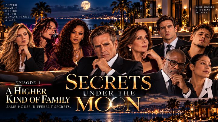 Episode 1 key art: the Blackwell family and their circle gathered at the estate by night